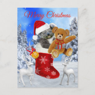 CARTES POUR FÊTES ANNUELLES NOËL DE BÉBÉ KOALA AVEC TEDDY