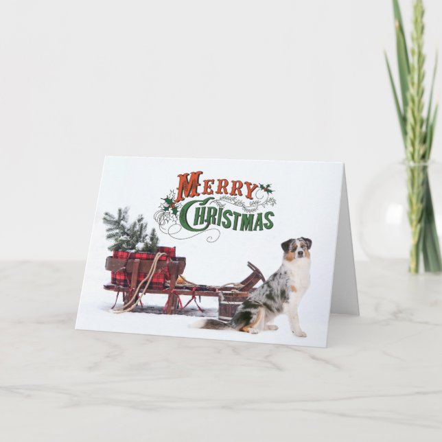 Cartes Pour Fêtes Annuelles Noël de Berger Australien (Devant)
