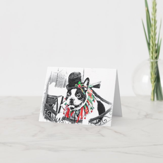 CARTES POUR FÊTES ANNUELLES NOËL DE BOSTON TERRIER (Devant)