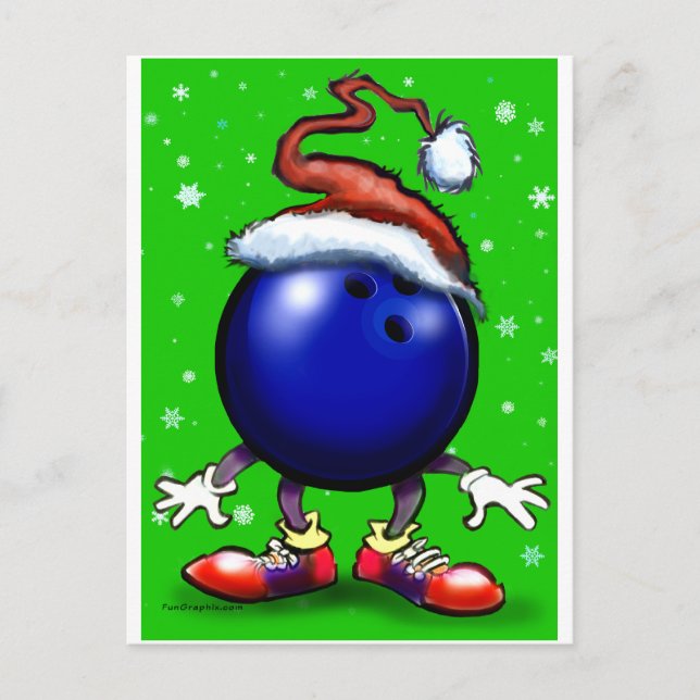 Cartes Pour Fêtes Annuelles Noël de bowling (Devant)