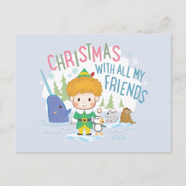 Cartes Pour Fêtes Annuelles Noël de Buddy l'Elf avec tous mes amis (Devant)