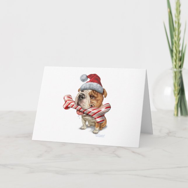 Cartes Pour Fêtes Annuelles Noël de Bulldog (Devant)