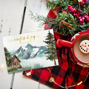 Cartes Pour Fêtes Annuelles Noël de cabane rustique de montagne