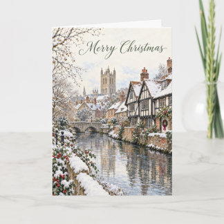 Cartes Pour Fêtes Annuelles Noël de Canterbury Riverside aquarelle