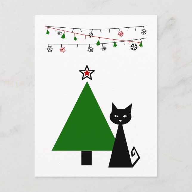 Cartes Pour Fêtes Annuelles Noël de chat noir (Devant)