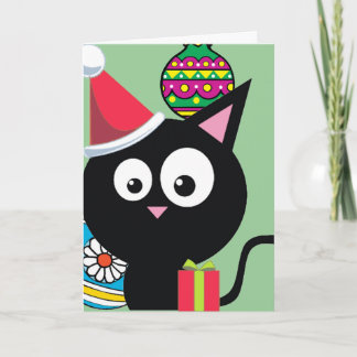 Cartes Pour Fêtes Annuelles Noël de chat noir