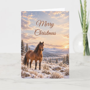 Cartes Pour Fêtes Annuelles Noël de cheval sauvage d'hiver