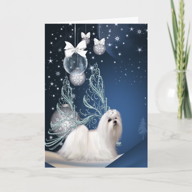 Cartes Pour Fêtes Annuelles Noël de Chien Chien Chien Chien Maltais (Devant)
