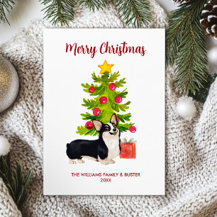 Cartes Pour Fêtes Annuelles Noël de chien Corgi personnalisé