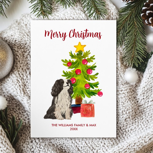 Cartes Pour Fêtes Annuelles Noël de chien espagnol personnalisé mignon (Créateur téléchargé)