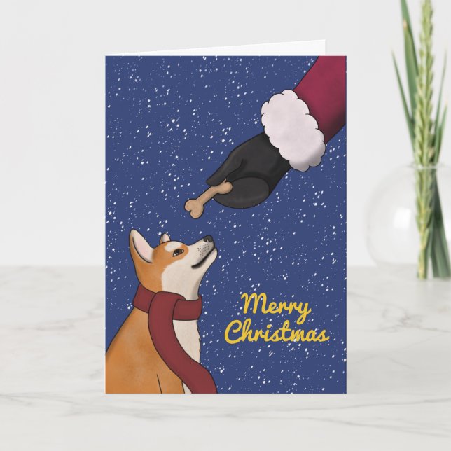 Cartes Pour Fêtes Annuelles Noël de Chien Shiba Inu (Devant)