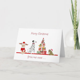 Cartes Pour Fêtes Annuelles Noël de chiens et chats avec un arbre cadeau