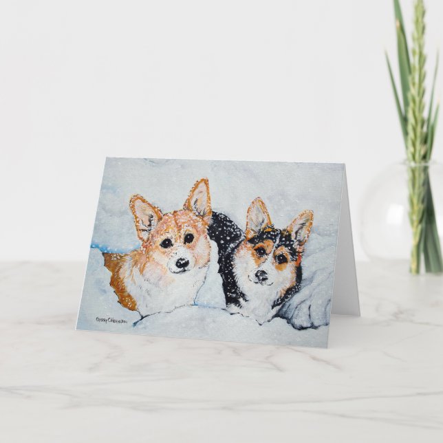 Cartes Pour Fêtes Annuelles Noël de Corgi (Devant)