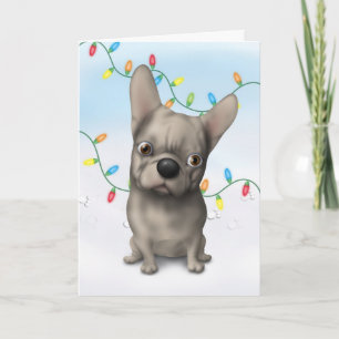 Cartes Pour Fêtes Annuelles Noël (de couleur chamois) de bouledogue français