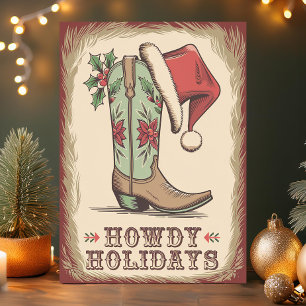 Cartes Pour Fêtes Annuelles Noël de Cowboy Vacances Howdy Bottes Occidentales