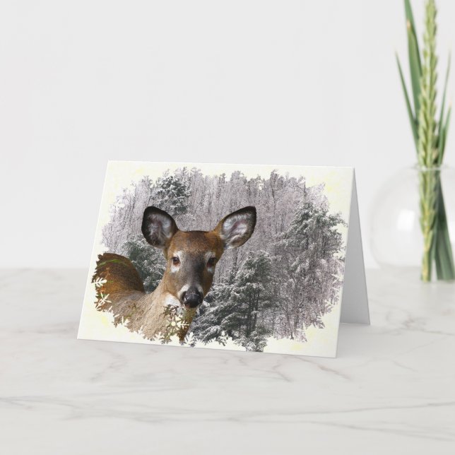 Cartes Pour Fêtes Annuelles Noël de Deer et Frosty Hills (Devant)