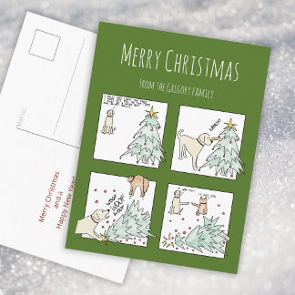 Cartes Pour Fêtes Annuelles Noël de dessin animé de chat de chien drôle person