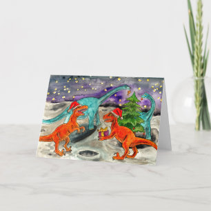Cartes Pour Fêtes Annuelles Noël de Dinosaur