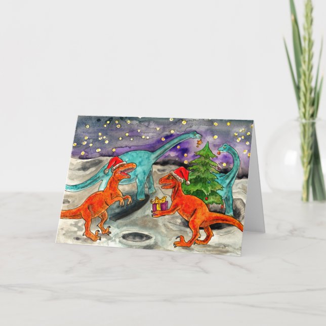 Cartes Pour Fêtes Annuelles Noël de Dinosaur (Devant)
