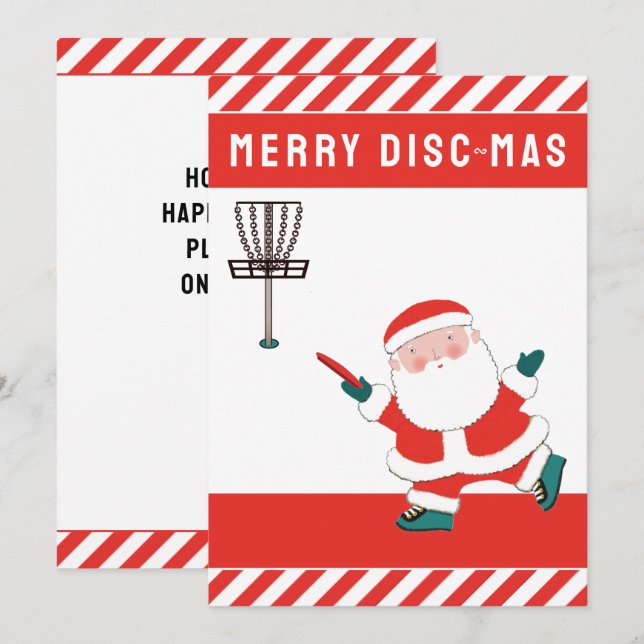 Cartes Pour Fêtes Annuelles Noël de Disc Golf (Devant / Derrière)