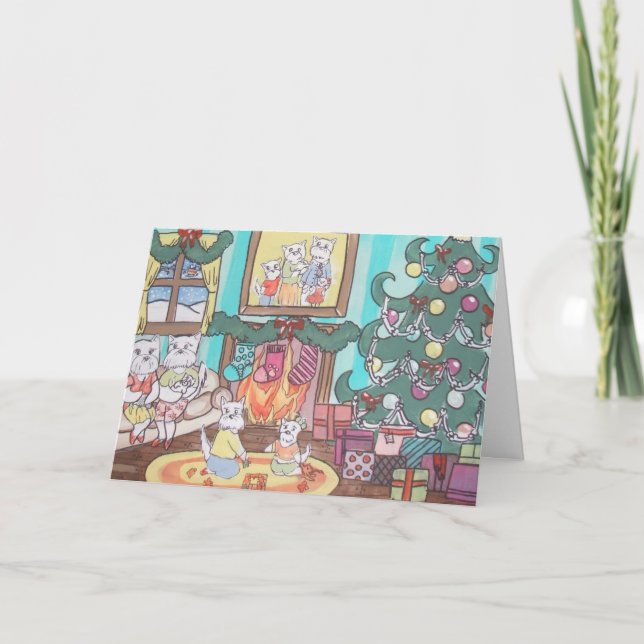 Cartes Pour Fêtes Annuelles Noël de famille de westie (Devant)