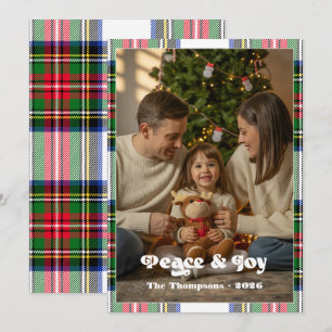 Cartes Pour Fêtes Annuelles Noël de famille en tartan lumineux et joyeux