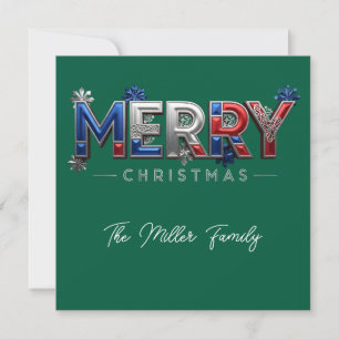 Cartes Pour Fêtes Annuelles Noël de famille patriotique personnalisé