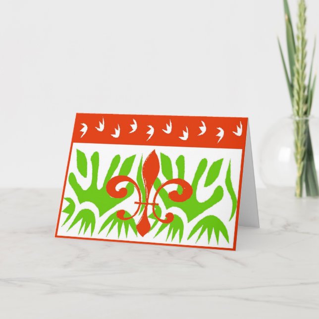 Cartes Pour Fêtes Annuelles Noël de Fleur De Lis Abstract (Devant)