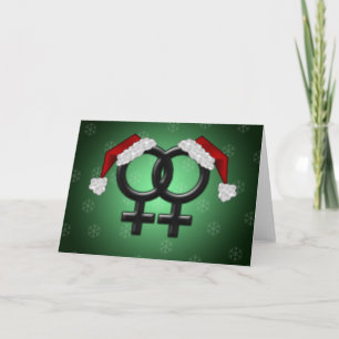 Cartes Pour Fêtes Annuelles Noël de GLBT - Vert de lesbienne