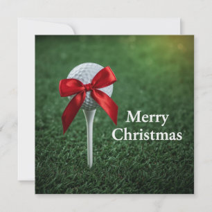 Cartes Pour Fêtes Annuelles Noël de golf avec balle de golf et tee avec ruban