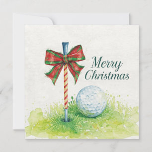 Cartes Pour Fêtes Annuelles Noël de golf avec balle de golf et tee avec ruban