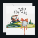 Cartes Pour Fêtes Annuelles Noël de golf avec balle de golf et tee avec ruban<br><div class="desc">Carte de vœux de Noël de golf avec balle de golf et tee avec ruban</div>