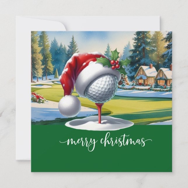 Cartes Pour Fêtes Annuelles Noël de golf avec balle de golf Santa hat (Devant)