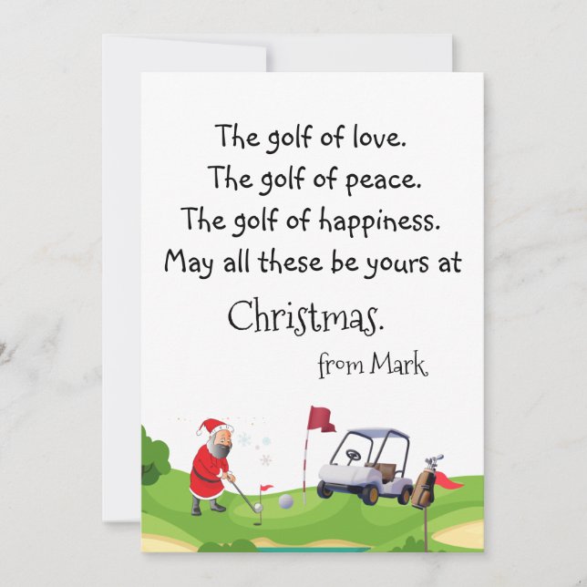 Cartes Pour Fêtes Annuelles Noël de golf avec la bénédiction du Père Noël (Devant)
