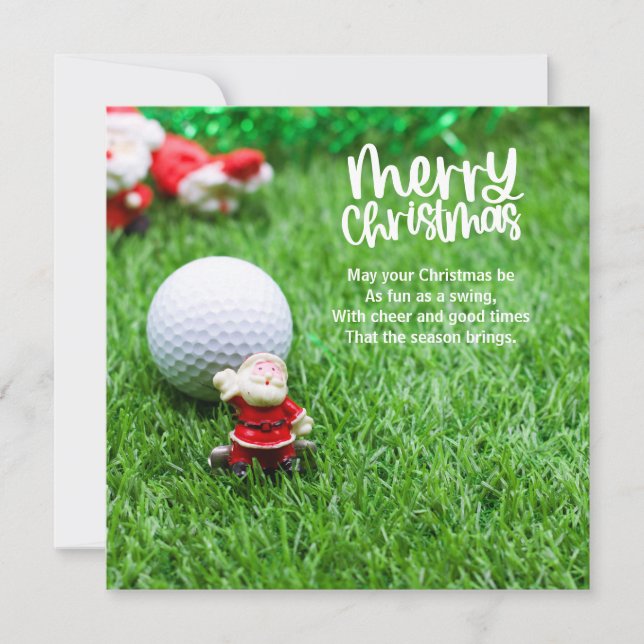 Cartes Pour Fêtes Annuelles Noël de golf avec le Père Noël (Devant)