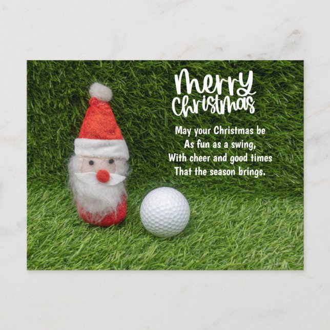 Cartes Pour Fêtes Annuelles Noël de golf avec le Père Noël (Devant)