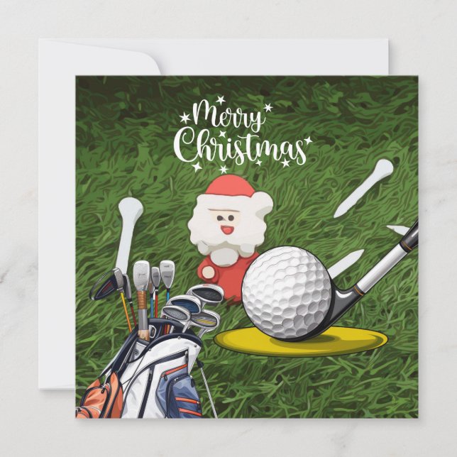 Cartes Pour Fêtes Annuelles Noël de golf avec le Père Noël (Devant)