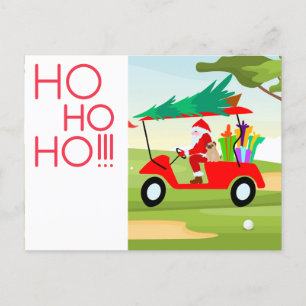 Cartes Pour Fêtes Annuelles Noël de golf avec Père Noël voiturette de golf ave