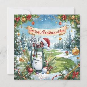 Cartes Pour Fêtes Annuelles Noël de golf avec sac de golf en vert