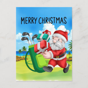 Cartes Pour Fêtes Annuelles Noël de golf avec Santa Claus Golfer