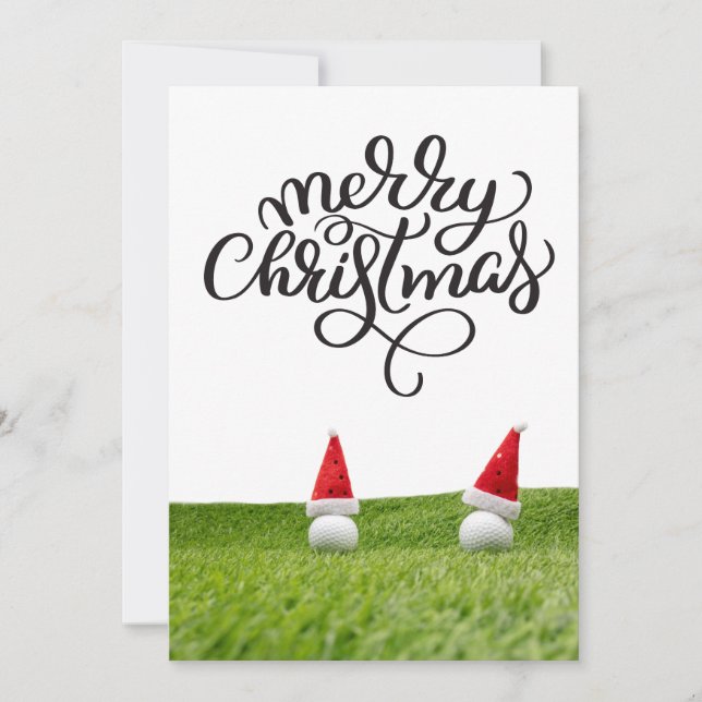 Cartes Pour Fêtes Annuelles Noël de golf avec Santa Hat pour Golfer (Devant)