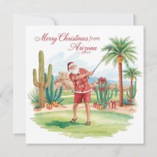 Cartes Pour Fêtes Annuelles Noël de golf en Arizona Père Noël