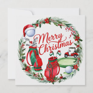 Cartes Pour Fêtes Annuelles Noël de golf sur le thème de l'aquarelle de Golfer