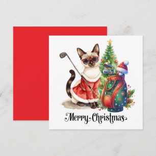 Cartes Pour Fêtes Annuelles Noël de golf sur le thème de Siamese Cat Golfer
