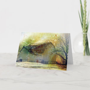 Cartes Pour Fêtes Annuelles Noël de grange d'hiver Joyeux