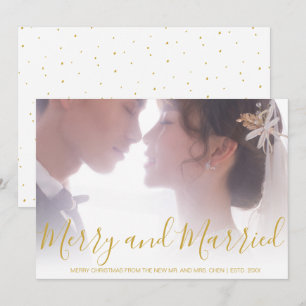 Cartes Pour Fêtes Annuelles Noël de jeunes mariés élégant or