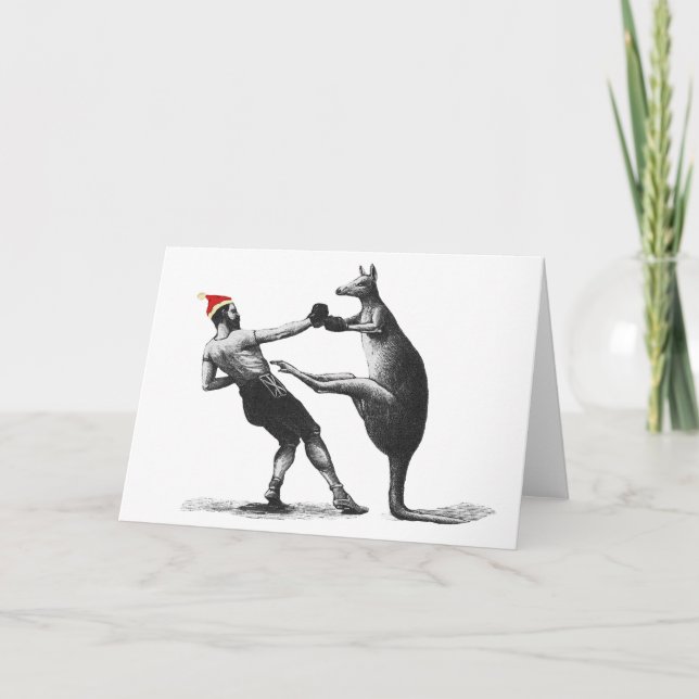 Cartes Pour Fêtes Annuelles Noël de kangourou de boxe (Devant)