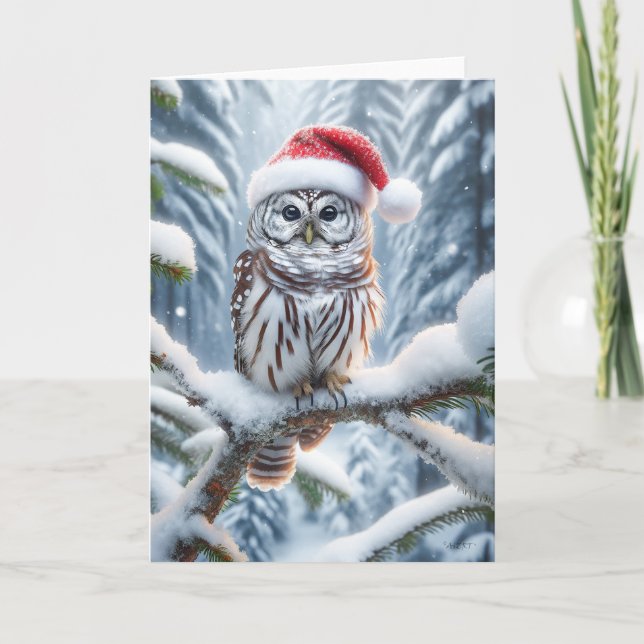 CARTES POUR FÊTES ANNUELLES NOËL DE LA CHOUETTE BARREÉ - FAUNE ET FLORE SAUVAG (Devant)