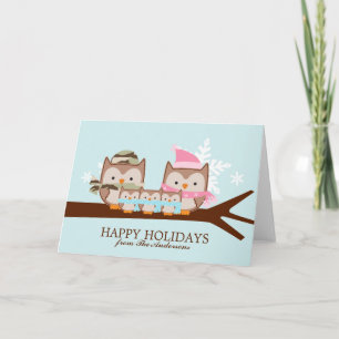 Cartes Pour Fêtes Annuelles Noël de la famille de la chouette militaire