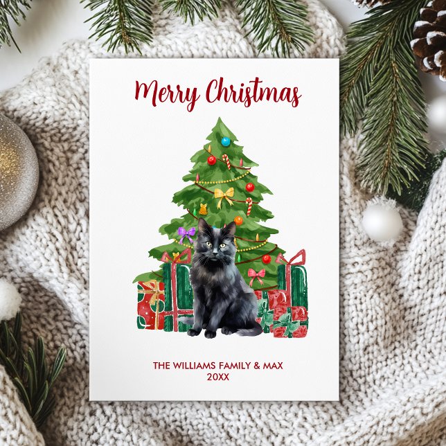 Cartes Pour Fêtes Annuelles Noël de la famille des chats noirs (Créateur téléchargé)